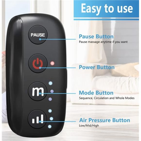 Rechargeable Leg Massager for Circulation, Wireless Air Leg Compression Massager - Picture 4 of 6